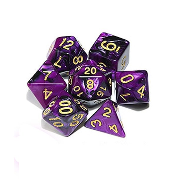GWHOLE Polyhedral Dice Set for Dungeons and Dragons Table Game Dice for D&D Purple Blue GRP with Black Pouch DND 