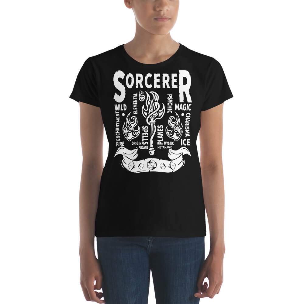 Download RPG Sorcerer - Women's Fashion Fit T-Shirt - BlueWizardGaming | Unique DnD Dice | Metal Dice ...